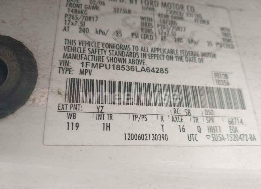 Photo 9 of 2006 Ford Expedition EDDIE BAUER/KING RANCH (VIN 1FMPU18536LA64285)