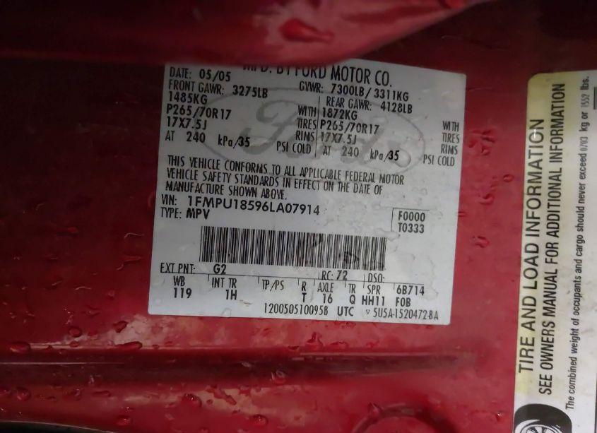 Photo 9 of 2006 Ford Expedition EDDIE BAUER/KING RANCH (VIN 1FMPU18596LA07914)