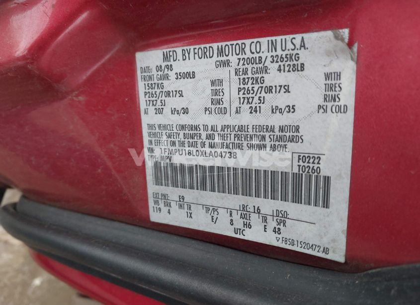 Photo 9 of 1999 Ford Expedition EDDIE BAUER/XLT (VIN 1FMPU18L0XLA04738)