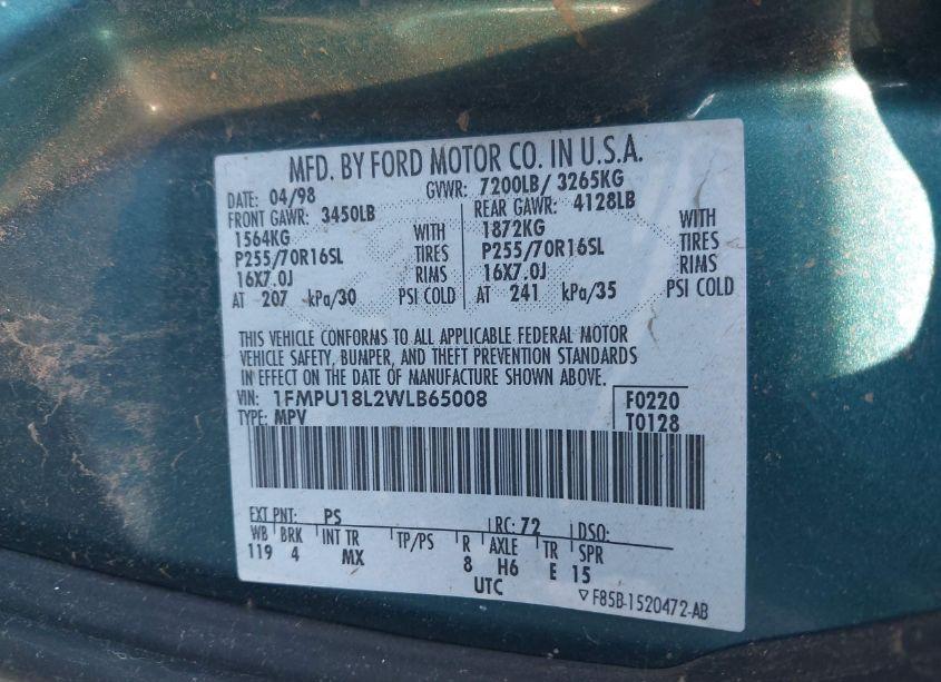 Photo 9 of 1998 Ford Expedition EDDIE BAUER/XLT (VIN 1FMPU18L2WLB65008)