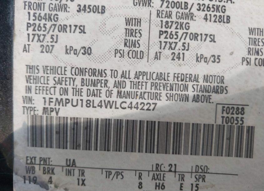 Photo 9 of 1998 Ford Expedition EDDIE BAUER/XLT (VIN 1FMPU18L4WLC44227)