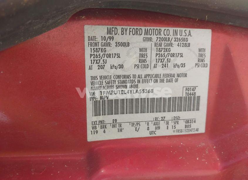 Photo 9 of 2000 Ford Expedition EDDIE BAUER (VIN 1FMPU18L4YLA55368)