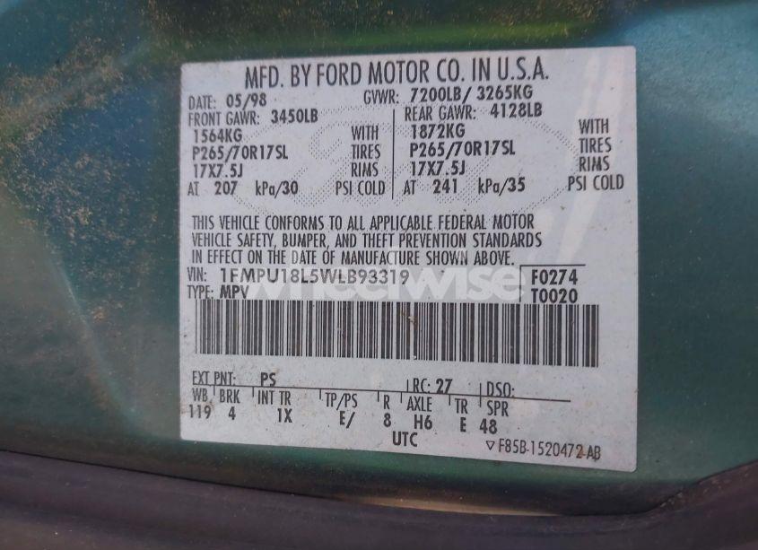 Photo 9 of 1998 Ford Expedition EDDIE BAUER/XLT (VIN 1FMPU18L5WLB93319)