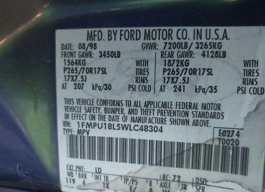 Photo 9 of 1998 Ford Expedition EDDIE BAUER/XLT (VIN 1FMPU18L5WLC48304)