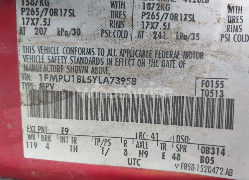 Photo 9 of 2000 Ford Expedition EDDIE BAUER (VIN 1FMPU18L5YLA73958)