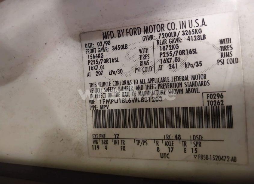 Photo 9 of 1998 Ford Expedition EDDIE BAUER/XLT (VIN 1FMPU18L6WLB31203)