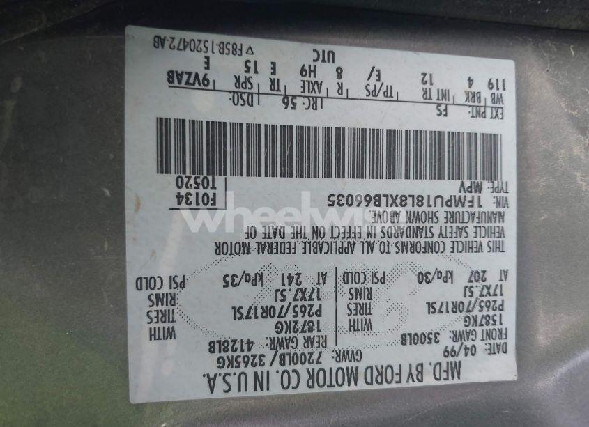 Photo 9 of 1999 Ford Expedition EDDIE BAUER/XLT (VIN 1FMPU18L8XLB66035)