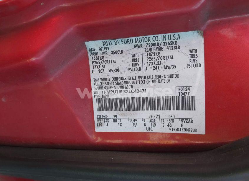 Photo 9 of 1999 Ford Expedition EDDIE BAUER/XLT (VIN 1FMPU18L8XLC43471)