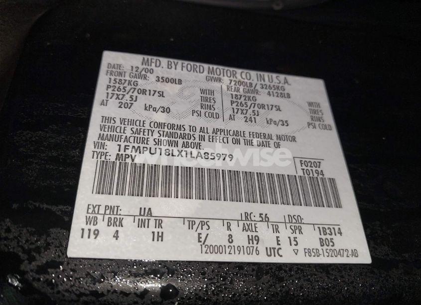 Photo 9 of 2001 Ford Expedition EDDIE BAUER (VIN 1FMPU18LX1LA85979)