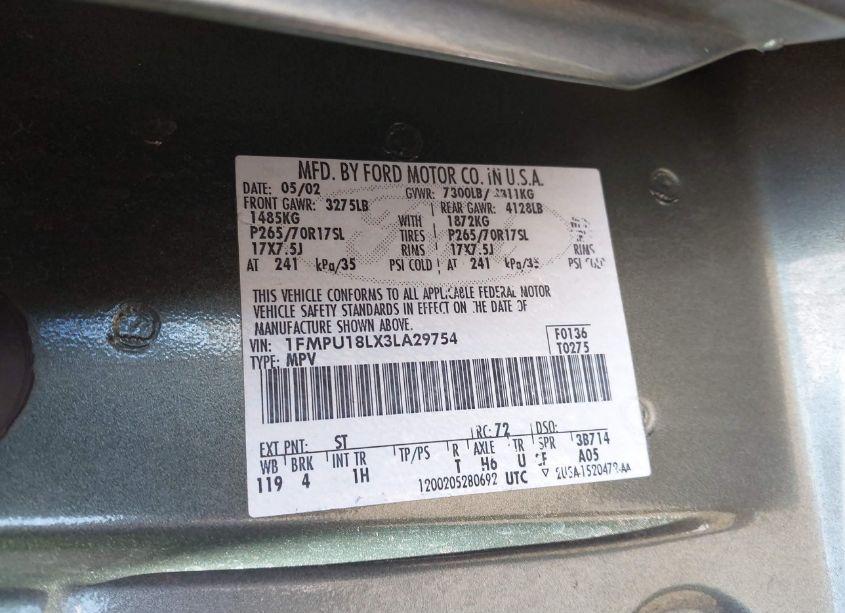 Photo 9 of 2003 Ford Expedition EDDIE BAUER (VIN 1FMPU18LX3LA29754)