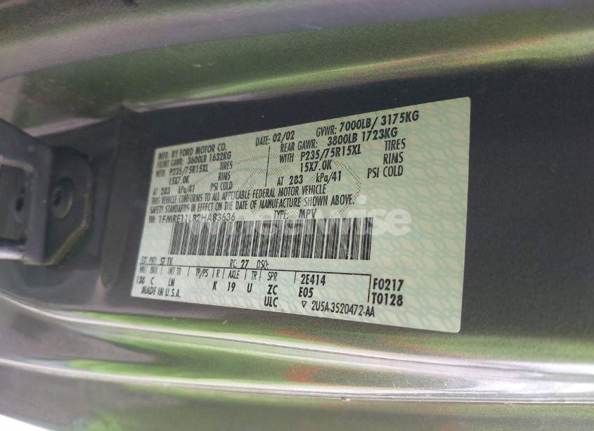 Photo 9 of 2002 Ford E-150 XL/XLT (VIN 1FMRE11L82HA83636)