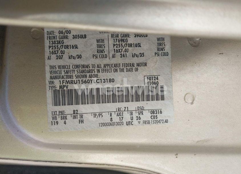 Photo 9 of 2000 Ford Expedition XLT (VIN 1FMRU1560YLC13180)