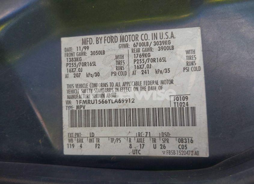 Photo 9 of 2000 Ford Expedition XLT (VIN 1FMRU1566YLA69912)