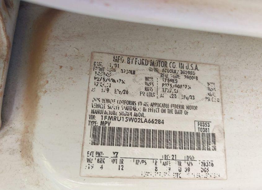 Photo 9 of 2002 Ford Expedition XLT (VIN 1FMRU15W02LA66284)