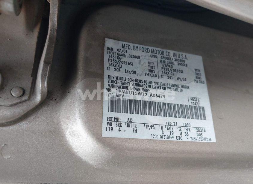 Photo 9 of 2002 Ford Expedition XLT (VIN 1FMRU15W12LA06479)