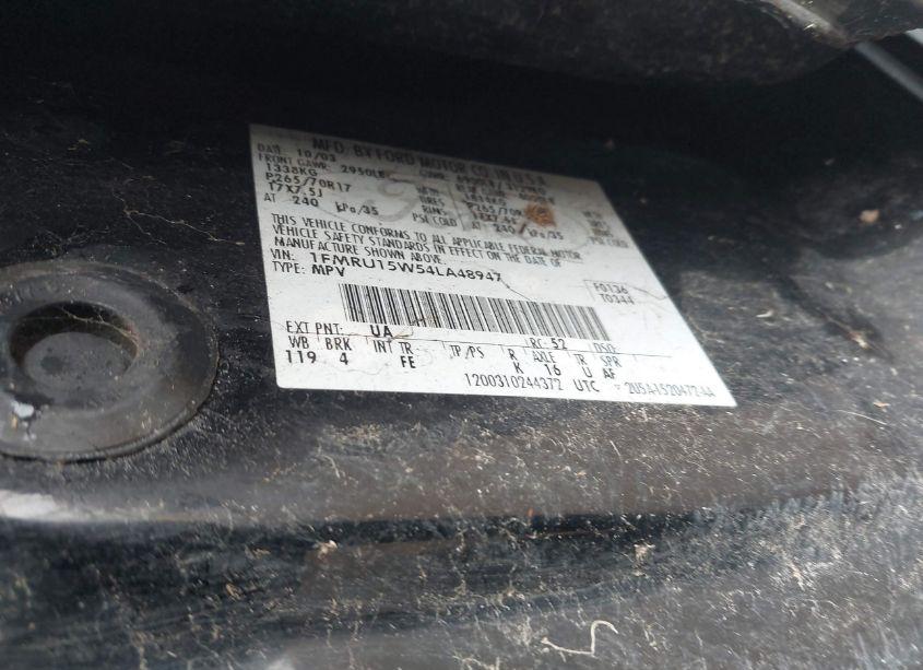 Photo 9 of 2004 Ford Expedition XLT (VIN 1FMRU15W54LA48947)