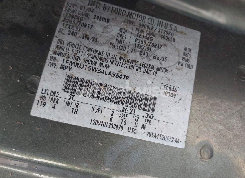 Photo 9 of 2004 Ford Expedition XLT (VIN 1FMRU15W54LA96478)