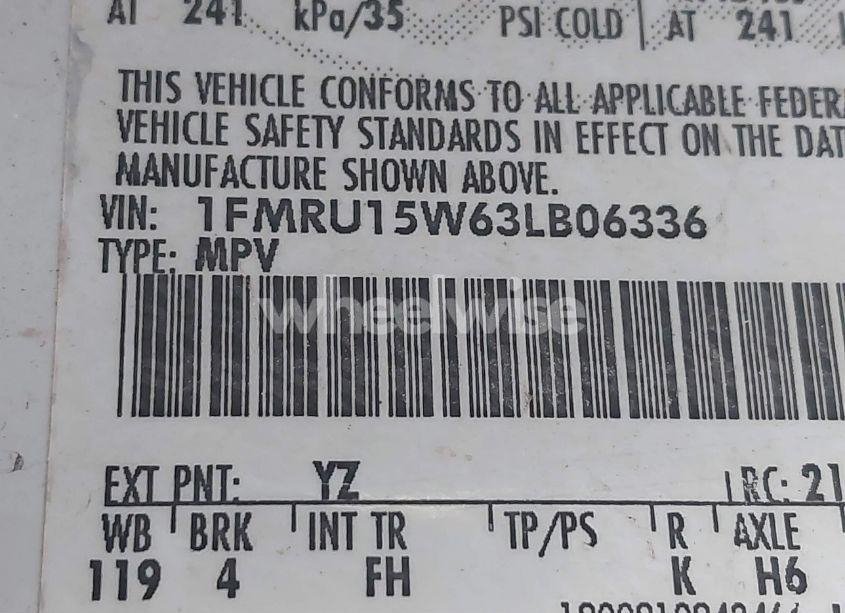 Photo 9 of 2003 Ford Expedition XLT (VIN 1FMRU15W63LB06336)
