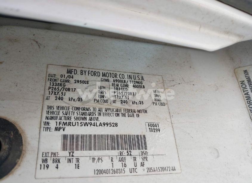 Photo 9 of 2004 Ford Expedition XLT (VIN 1FMRU15W94LA99528)