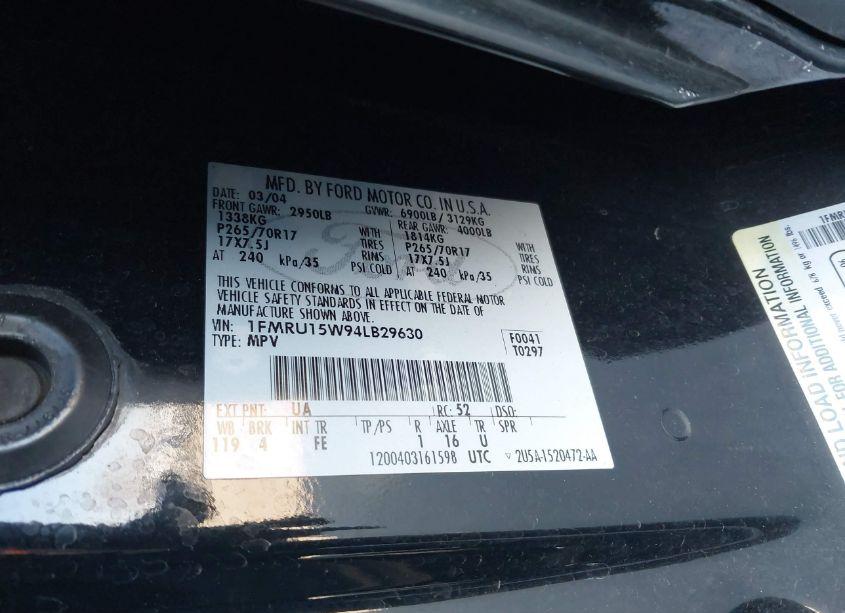 Photo 9 of 2004 Ford Expedition XLT (VIN 1FMRU15W94LB29630)