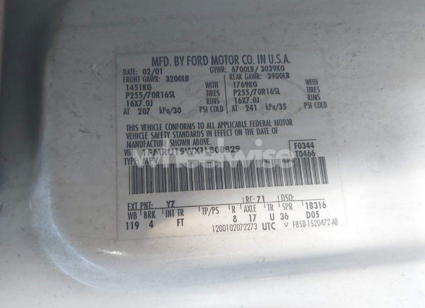 Photo 9 of 2001 Ford Expedition XLT (VIN 1FMRU15WX1LB08829)