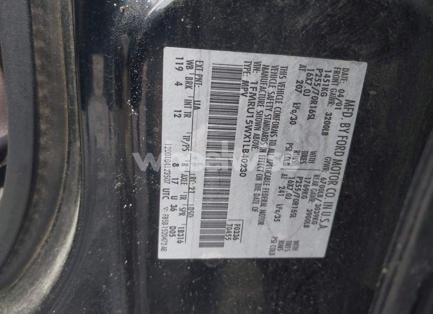 Photo 9 of 2001 Ford Expedition XLT (VIN 1FMRU15WX1LB40230)