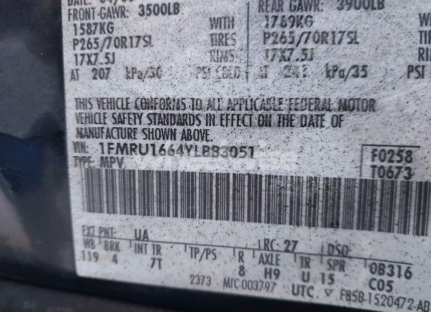 Photo 9 of 2000 Ford Expedition XLT (VIN 1FMRU1664YLB83051)