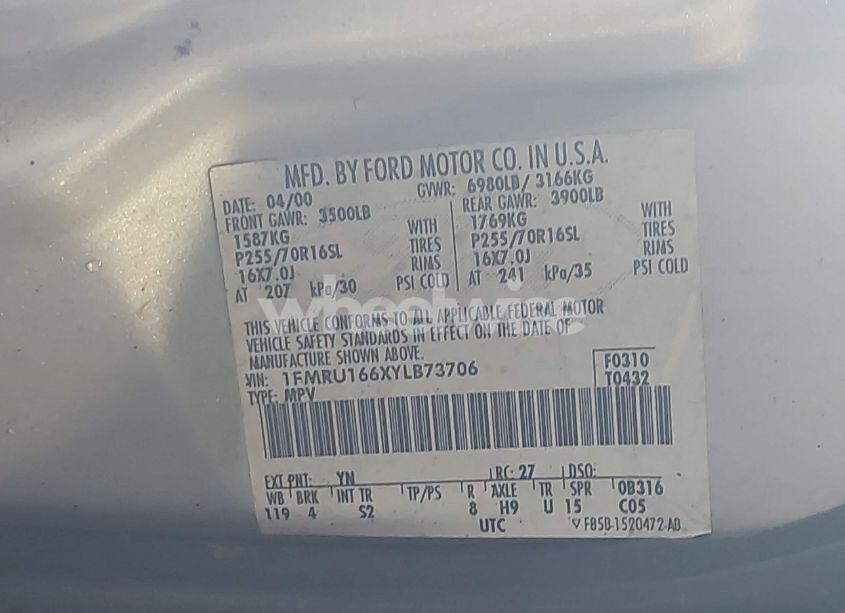 Photo 9 of 2000 Ford Expedition XLT (VIN 1FMRU166XYLB73706)