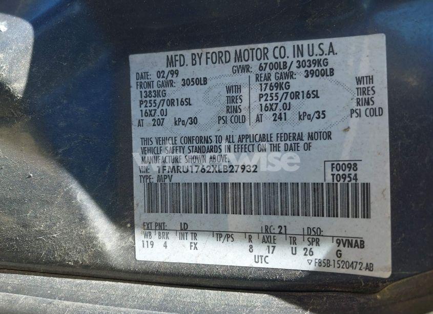 Photo 9 of 1999 Ford Expedition EDDIE BAUER/XLT (VIN 1FMRU1762XLB27932)