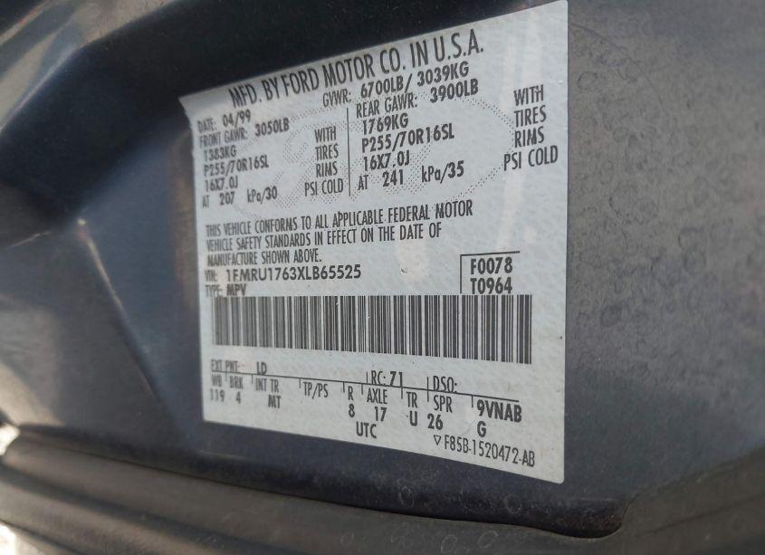 Photo 9 of 1999 Ford Expedition EDDIE BAUER/XLT (VIN 1FMRU1763XLB65525)