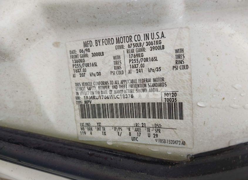 Photo 9 of 1998 Ford Expedition EDDIE BAUER/XLT (VIN 1FMRU1766WLC18376)