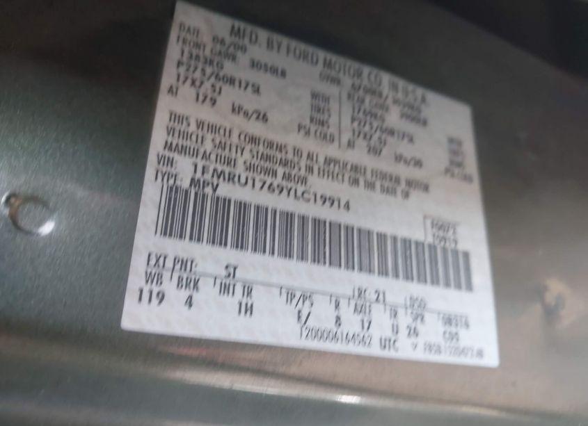 Photo 9 of 2000 Ford Expedition EDDIE BAUER (VIN 1FMRU1769YLC19914)