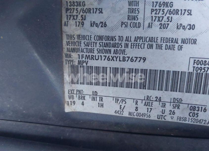 Photo 9 of 2000 Ford Expedition EDDIE BAUER (VIN 1FMRU176XYLB76779)