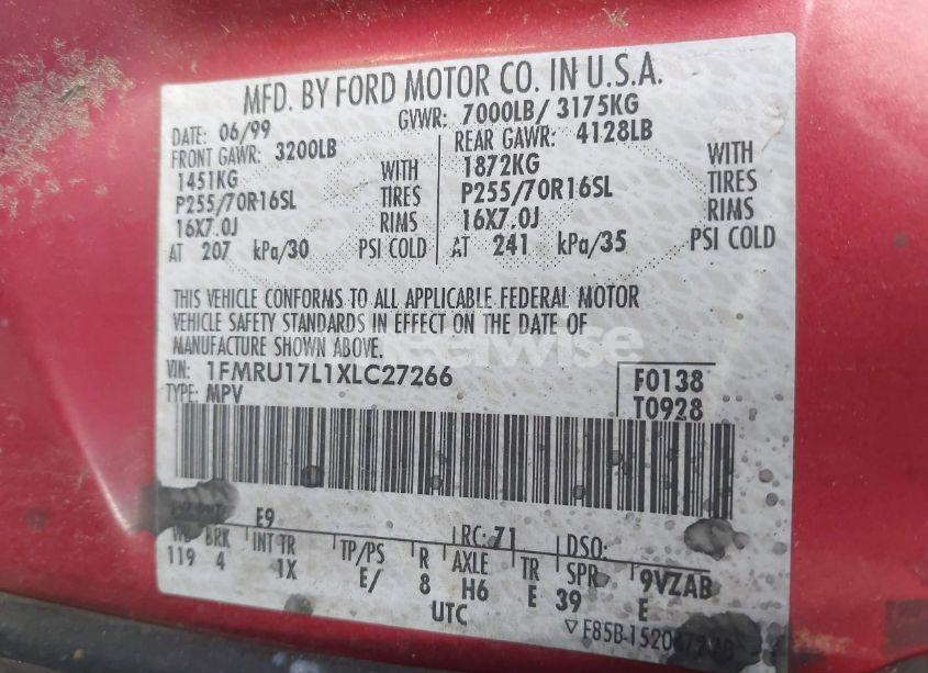 Photo 9 of 1999 Ford Expedition EDDIE BAUER/XLT (VIN 1FMRU17L1XLC27266)