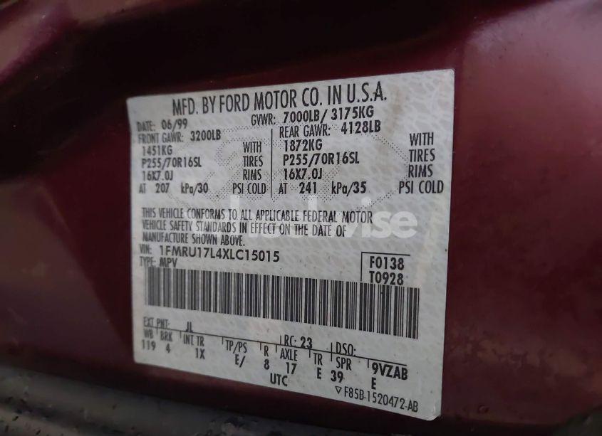 Photo 9 of 1999 Ford Expedition EDDIE BAUER/XLT (VIN 1FMRU17L4XLC15015)