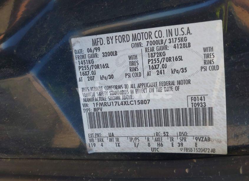 Photo 9 of 1999 Ford Expedition EDDIE BAUER/XLT (VIN 1FMRU17L4XLC15807)