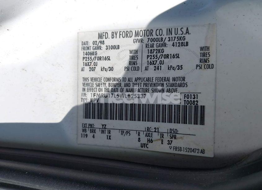 Photo 9 of 1998 Ford Expedition EDDIE BAUER/XLT (VIN 1FMRU17L5WLB25337)