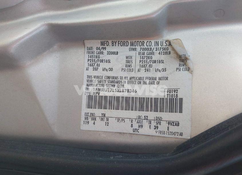 Photo 9 of 1999 Ford Expedition EDDIE BAUER/XLT (VIN 1FMRU17L5XLB78346)