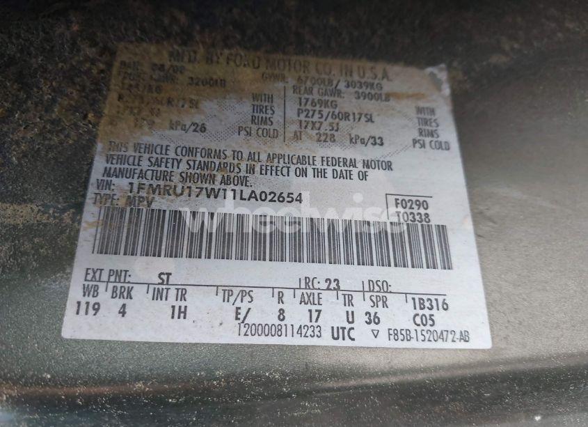 Photo 9 of 2001 Ford Expedition EDDIE BAUER (VIN 1FMRU17W11LA02654)