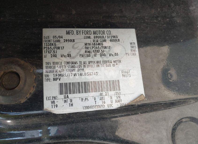 Photo 9 of 2004 Ford Expedition EDDIE BAUER (VIN 1FMRU17W14LB54745)