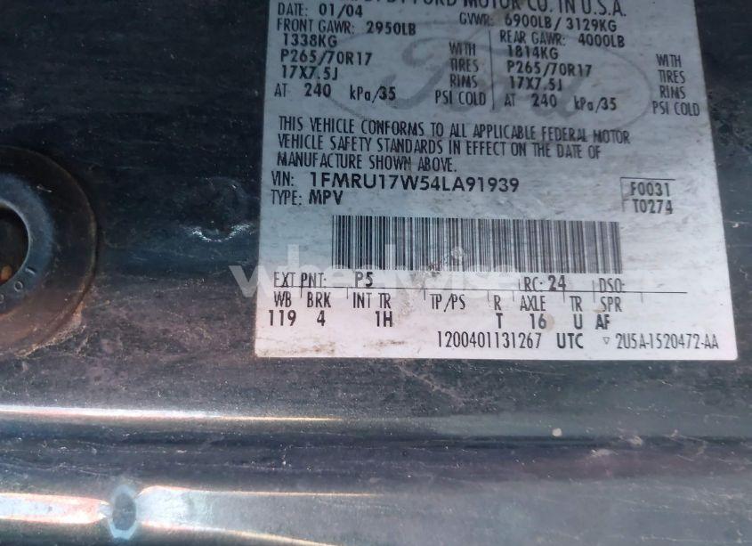 Photo 9 of 2004 Ford Expedition EDDIE BAUER (VIN 1FMRU17W54LA91939)