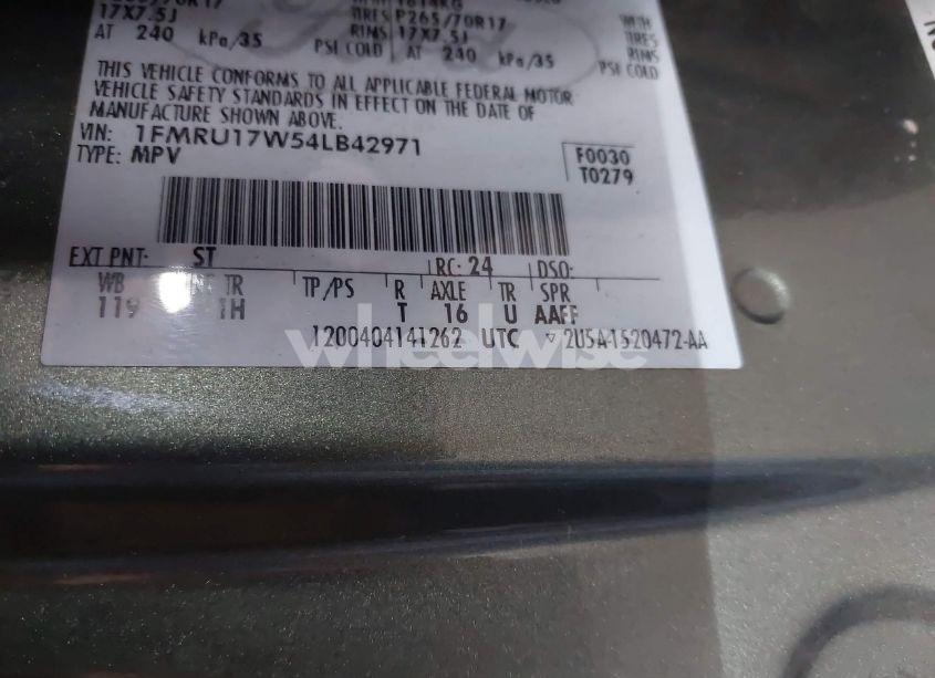 Photo 9 of 2004 Ford Expedition EDDIE BAUER (VIN 1FMRU17W54LB42971)