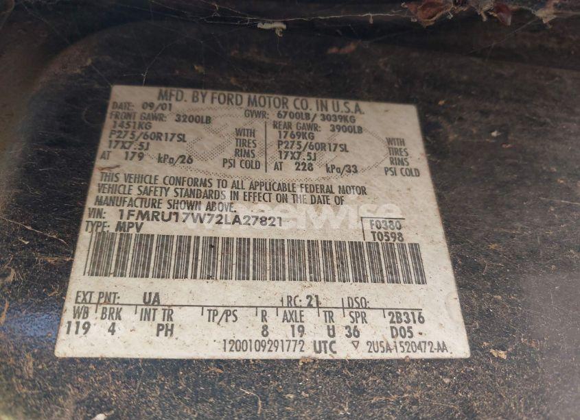 Photo 9 of 2002 Ford Expedition EDDIE BAUER (VIN 1FMRU17W72LA27821)