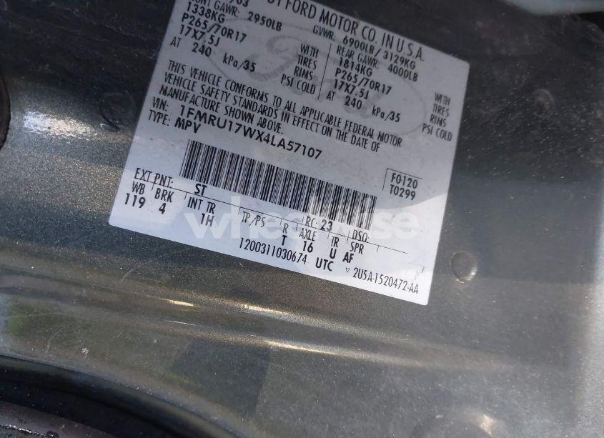 Photo 9 of 2004 Ford Expedition EDDIE BAUER (VIN 1FMRU17WX4LA57107)