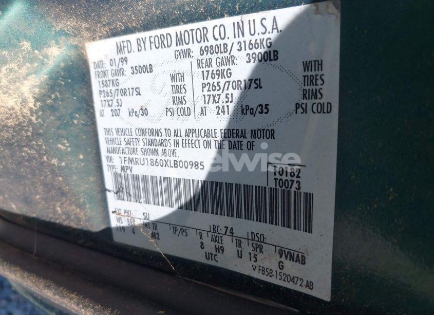 Photo 9 of 1999 Ford Expedition XLT (VIN 1FMRU1860XLB00985)