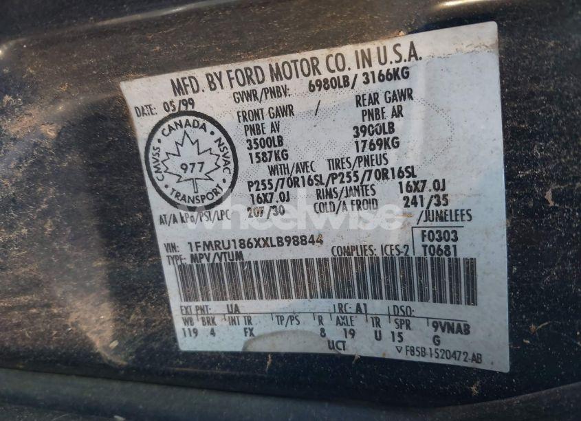 Photo 9 of 1999 Ford Expedition XLT (VIN 1FMRU186XXLB98844)