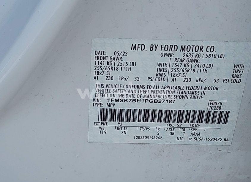 Photo 9 of 2023 Ford Explorer (VIN 1FMSK7BH1PGB27187)