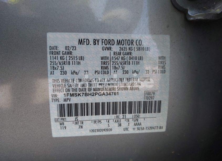 Photo 9 of 2023 Ford Explorer (VIN 1FMSK7BH2PGA34761)