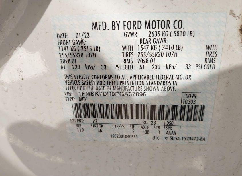 Photo 9 of 2023 Ford Explorer XLT (VIN 1FMSK7DH0PGA37896)