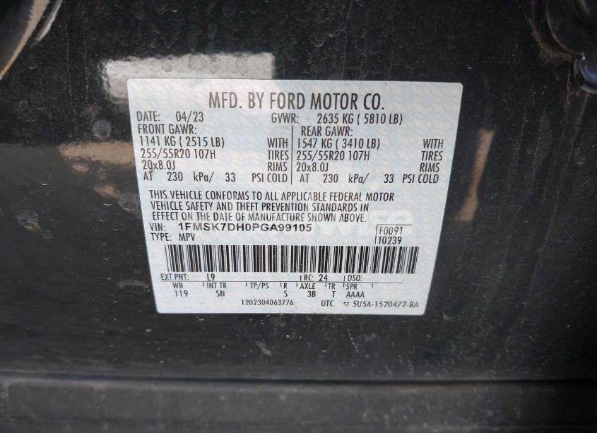 Photo 9 of 2023 Ford Explorer XLT (VIN 1FMSK7DH0PGA99105)